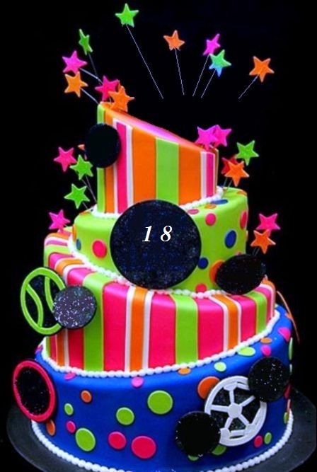 Neon 16th Birthday Cake