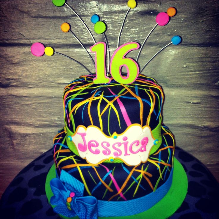 9 Photos of Neon Decorated Cakes
