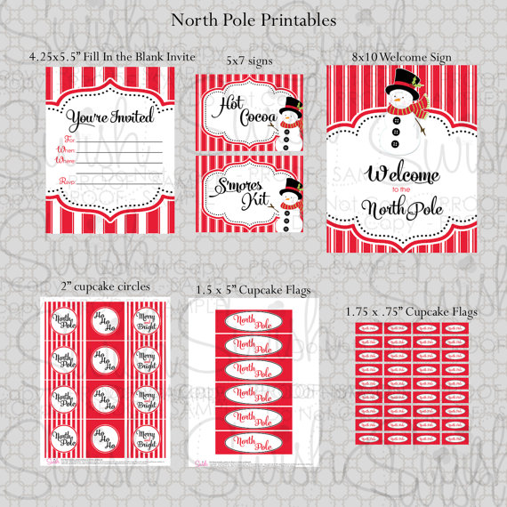 North Pole Christmas Sign Printable