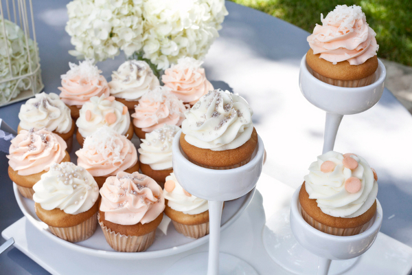 Peach and White Wedding Cupcakes