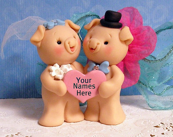 Pig Wedding Cake Toppers