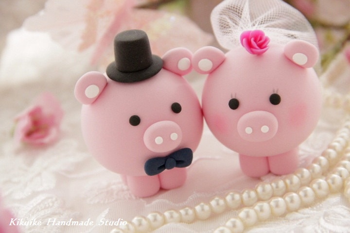 Pig Wedding Cake Toppers