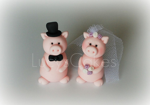 Pig Wedding Cake Toppers