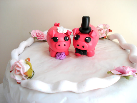 Pig Wedding Cake Toppers