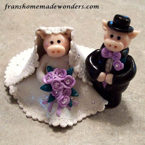 Pig Wedding Cake Toppers