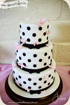 Pink and Black Polka Dot Cake