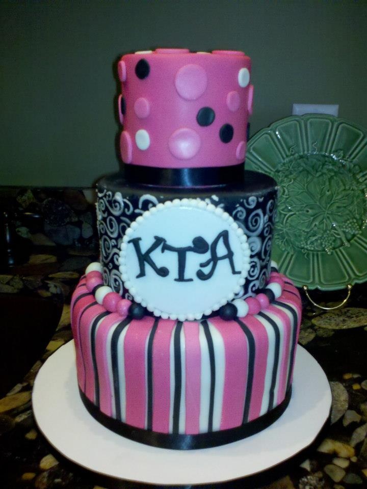 Pink and Black Polka Dots Baby Shower Cake