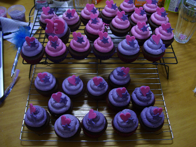 Pink and Purple Birthday Cupcakes