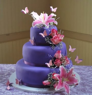 Pink and Purple Wedding Cake