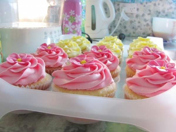 Pink and Yellow Cupcakes