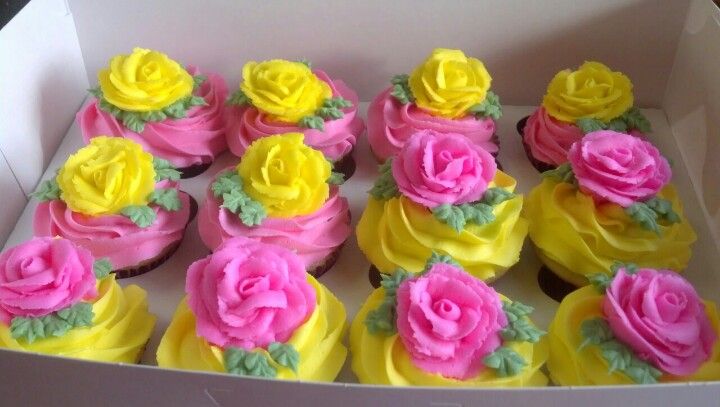 Pink and Yellow Cupcakes