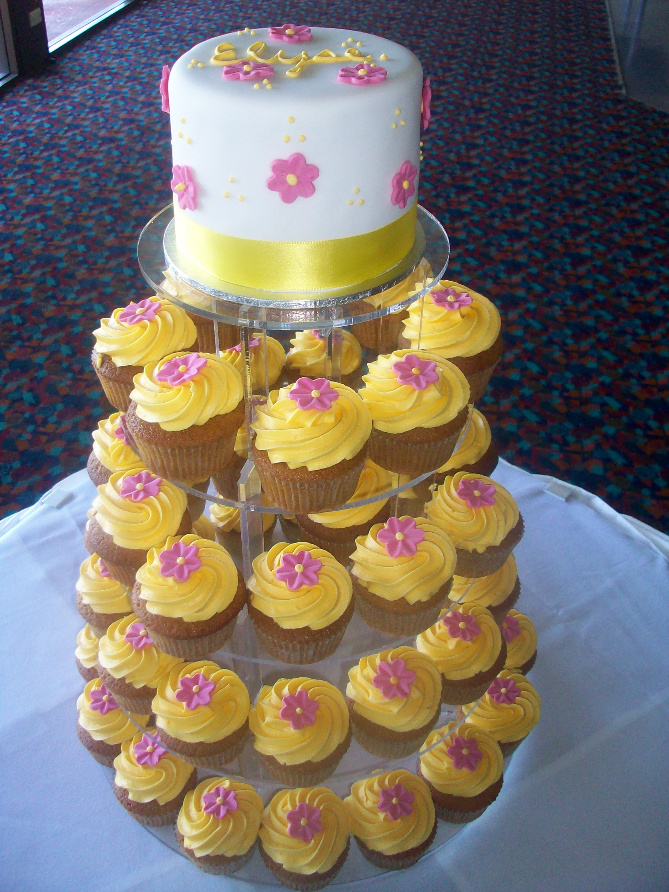 Pink and Yellow Cupcakes