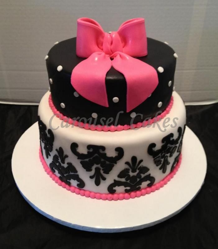 Pink Black and White Polka Dot Cake