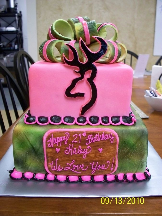 Pink Camo Browning Birthday Cake