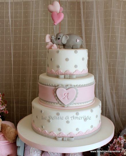 Pink Elephant Baby Shower Cake