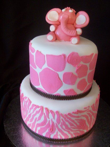 Pink Elephant Baby Shower Cake
