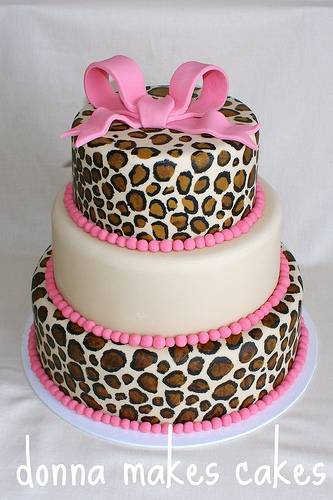 Pink Leopard Print Birthday Cake
