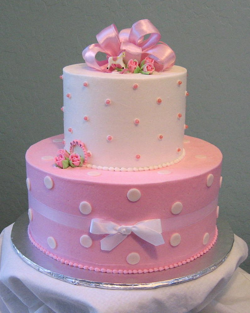 Pink Polka Dot Baby Shower Cake