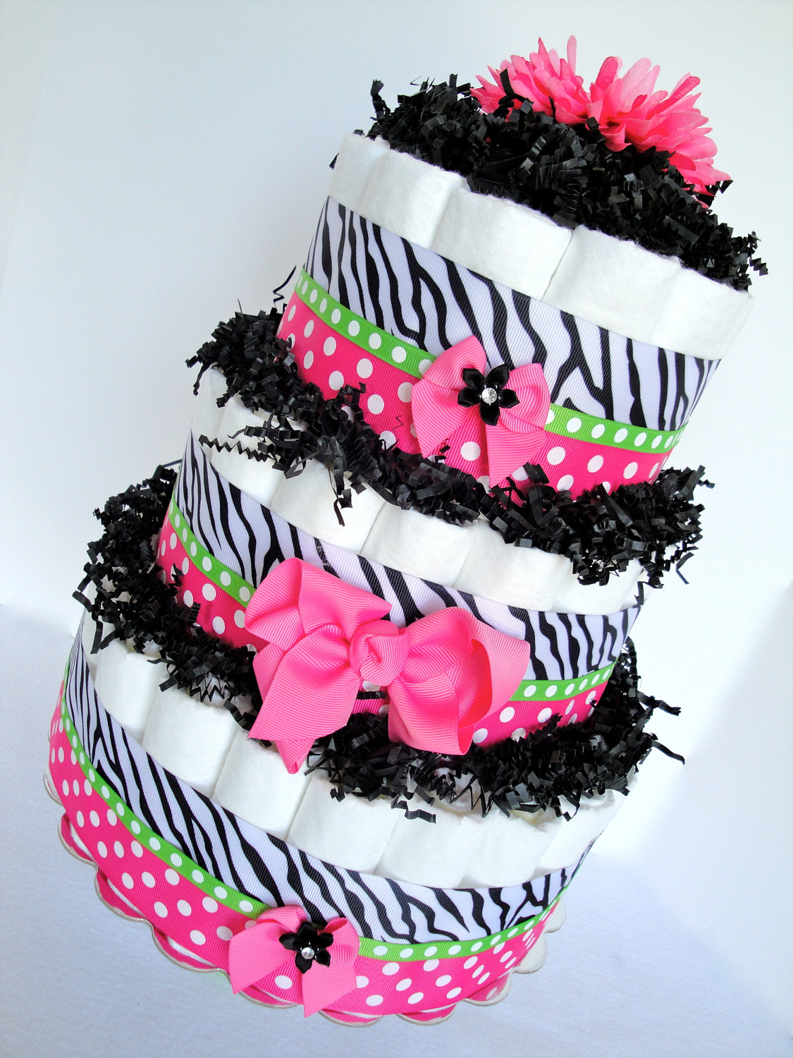 Pink Zebra Baby Shower Diaper Cake Pink Zebra Baby Shower Diaper Cake