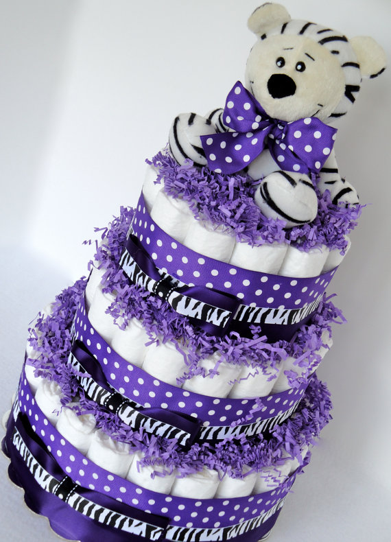 Purple and Black Zebra Baby Shower Cake Purple and Black Zebra Baby Shower Cake