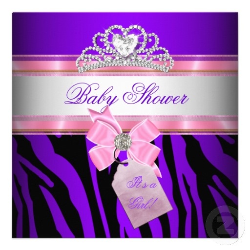 Purple and Pink Zebra Baby Shower Invitation Purple and Pink Zebra Baby Shower Invitation