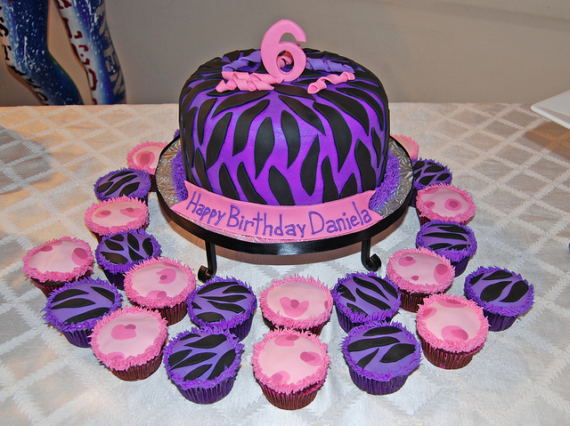Purple and Pink Zebra Birthday Cake