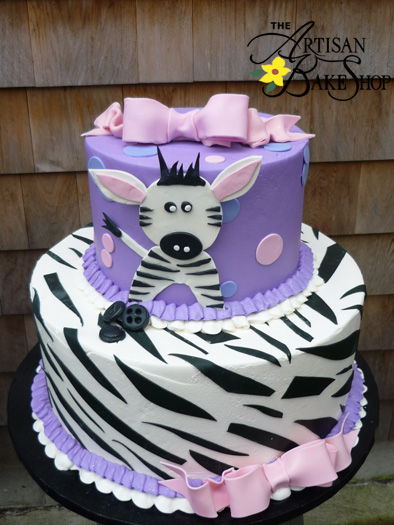 Purple and Zebra Baby Shower Cake