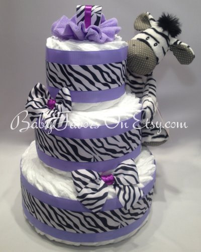 Purple Zebra Baby Shower Cake