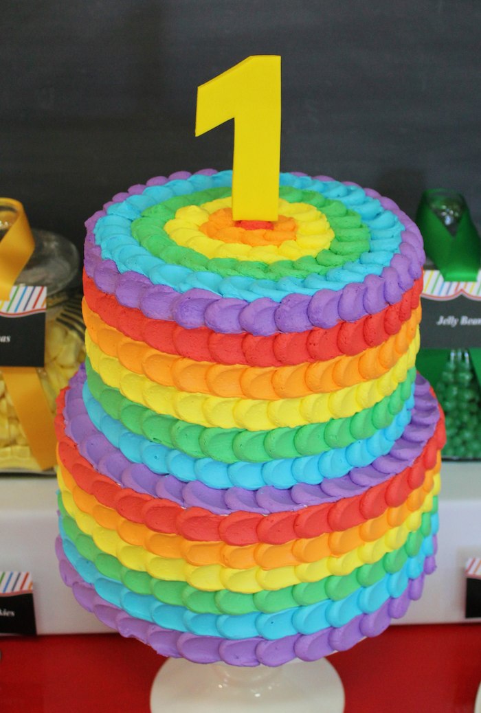 Rainbow Cake 1st Birthday Party Rainbow Cake 1st Birthday Party