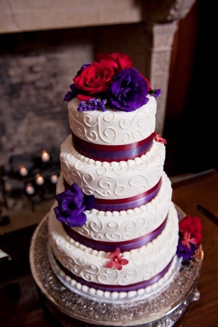 Red and Purple Wedding Cake