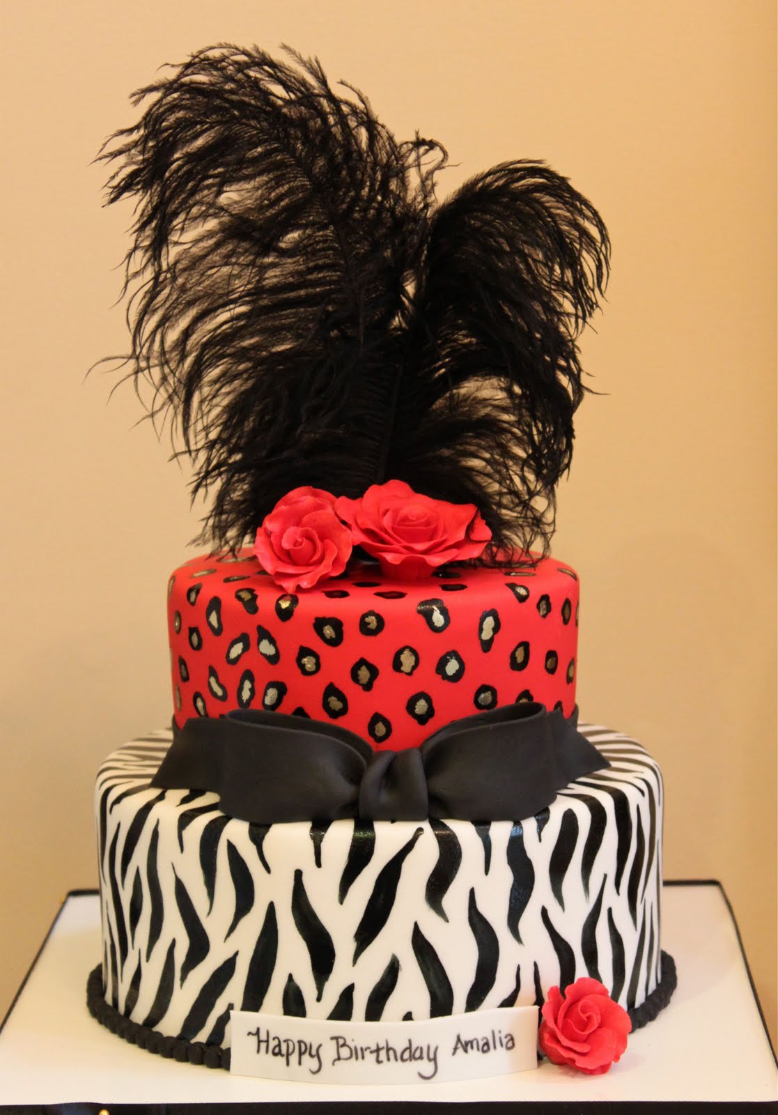 Red White and Black Birthday Cake