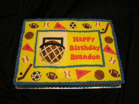 Sports-Themed Sheet Cake