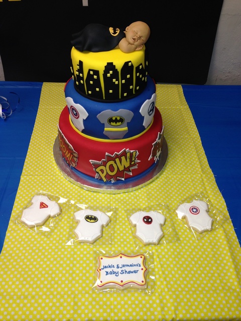 Superhero Baby Shower Cake Superhero Baby Shower Cake