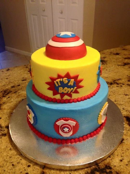 Superhero Baby Shower Cake