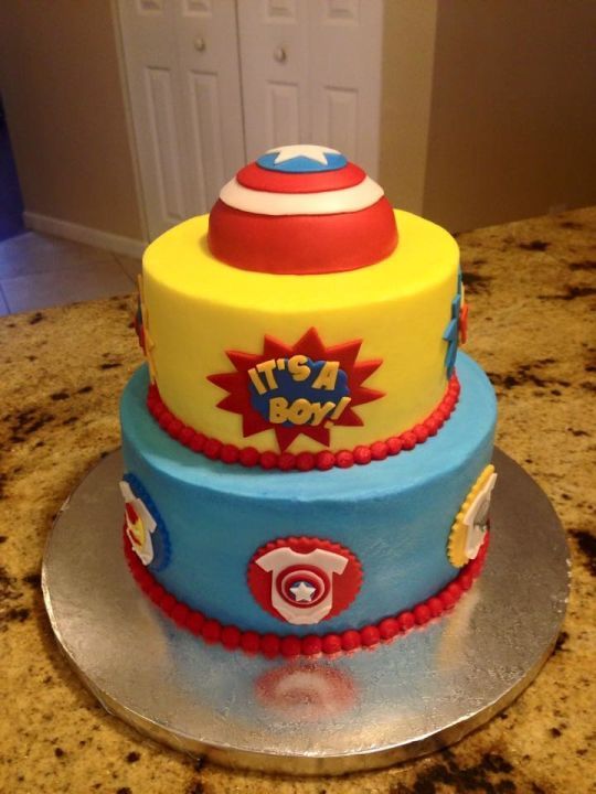 Superhero Baby Shower Cake Superhero Baby Shower Cake