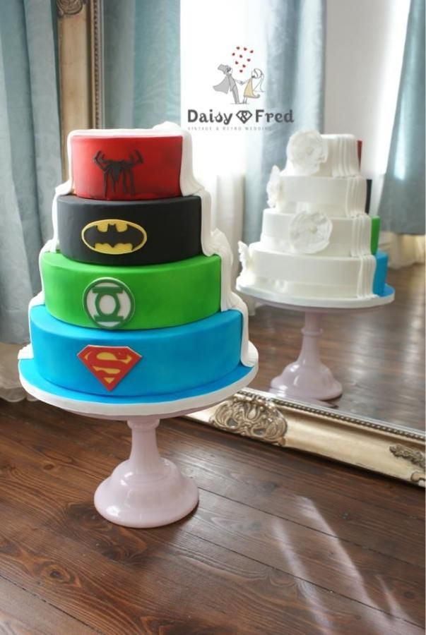 Superhero Half Wedding Cakes