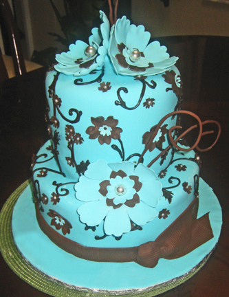 Tiffany Blue and Brown Cake
