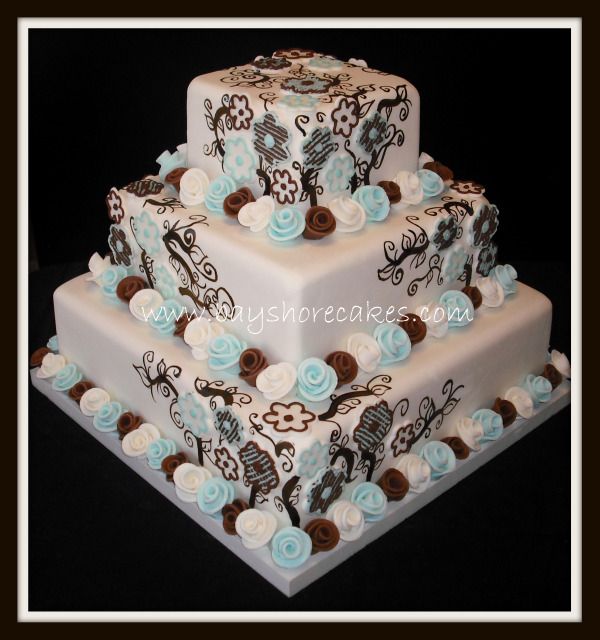 Tiffany Blue and Brown Wedding Cake Tiffany Blue and Brown Wedding Cake