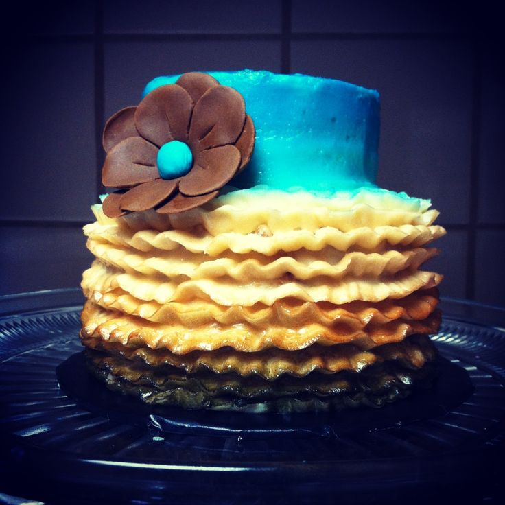 Turquoise and Brown Birthday Cake