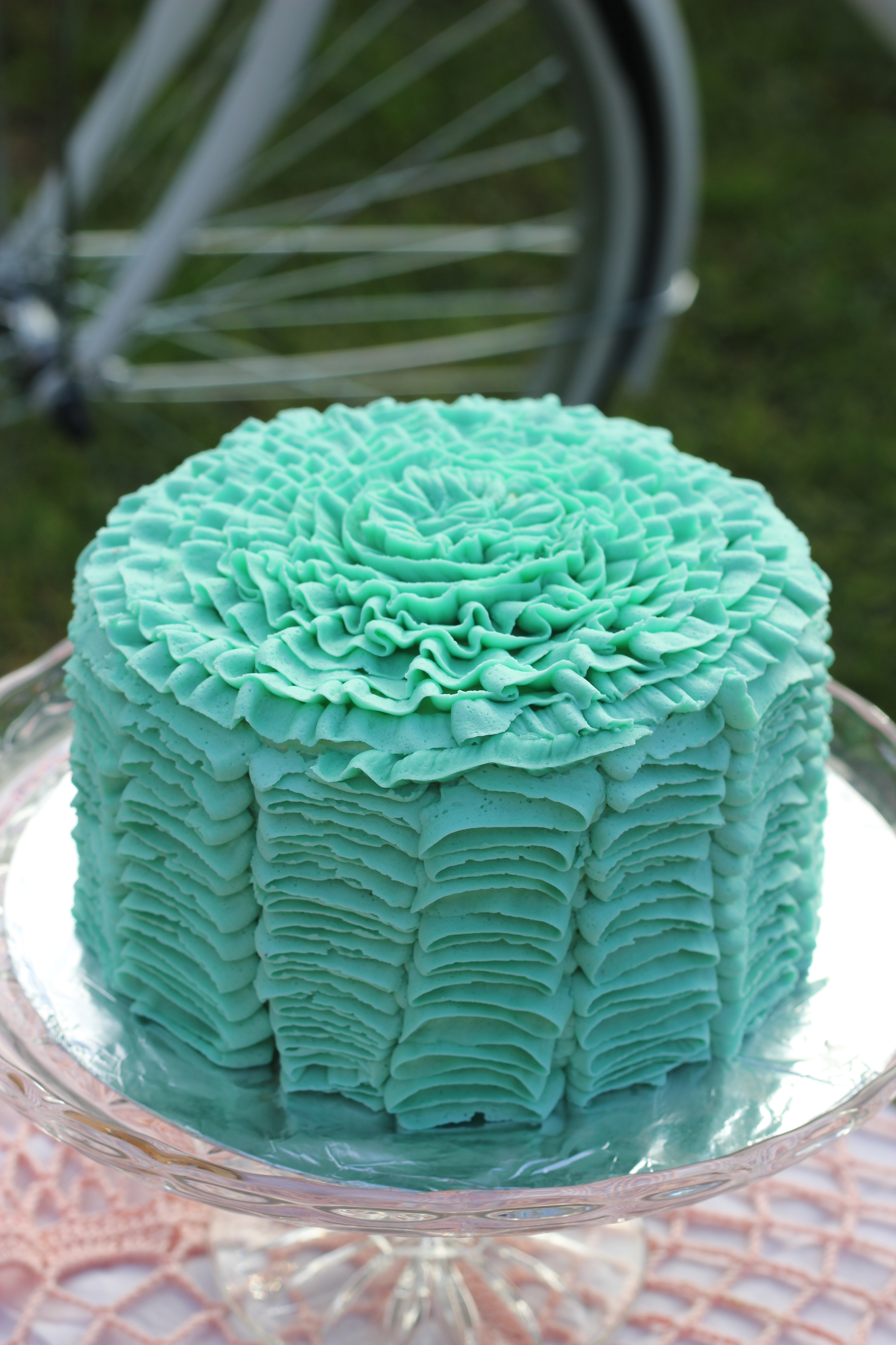 Turquoise Ruffle Birthday Cake