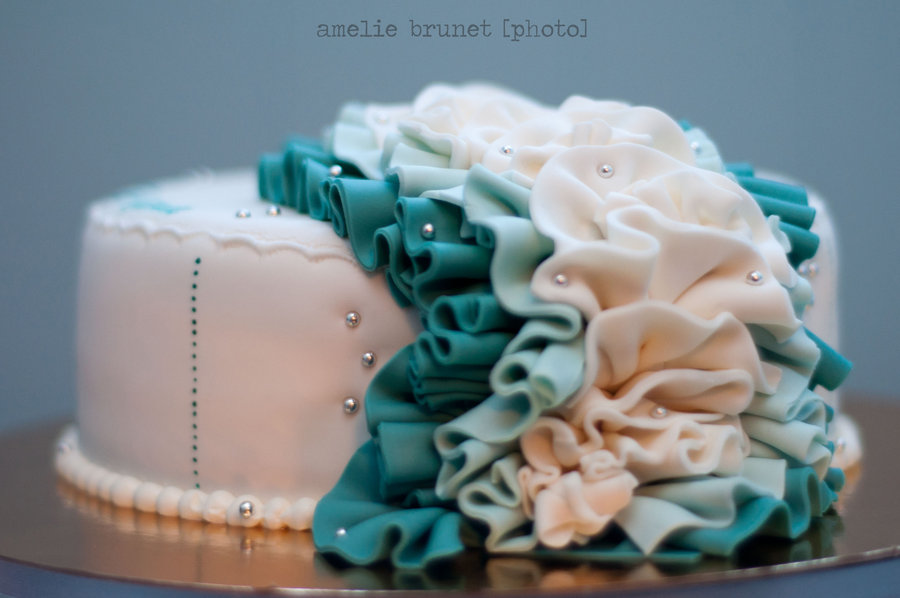 Turquoise Wedding Ruffle Cake