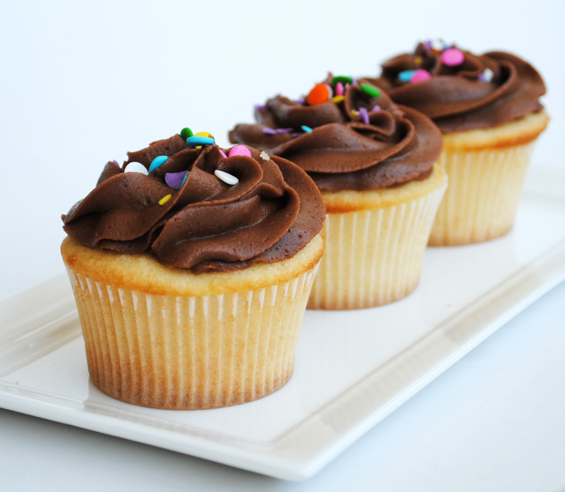 Vanilla Cupcakes with Chocolate Frosting