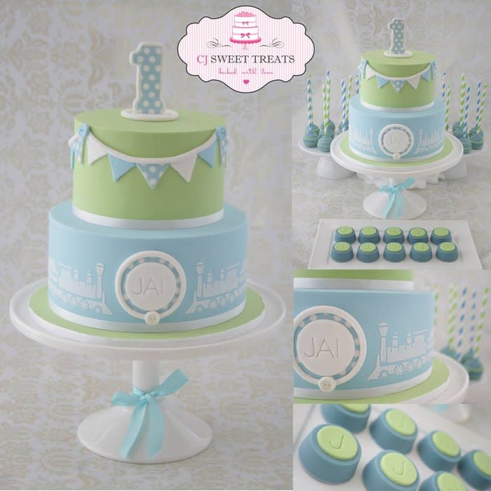 Vintage Baby Boy 1st Birthday Cake