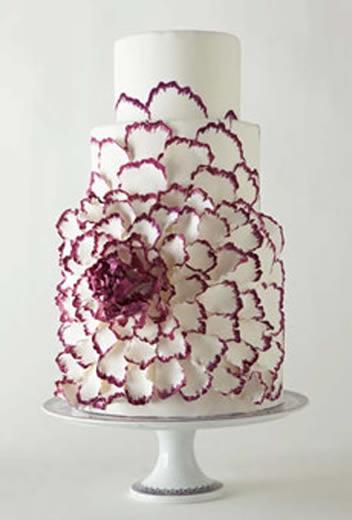 Wedding Cake Purple Flowers