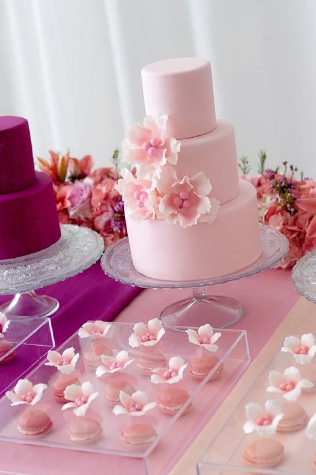 Wedding Cake with Pink Flowers