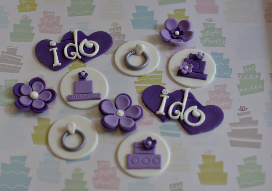 Wedding Shower Cupcake Fondant Toppers