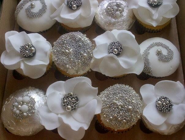 White and Silver Cupcakes