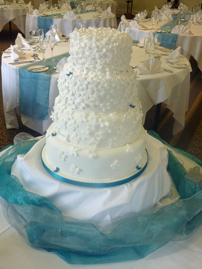 White Hydrangea Wedding Cake