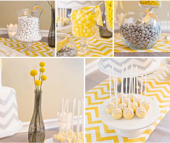 Yellow and Grey Chevron Baby Shower Ideas