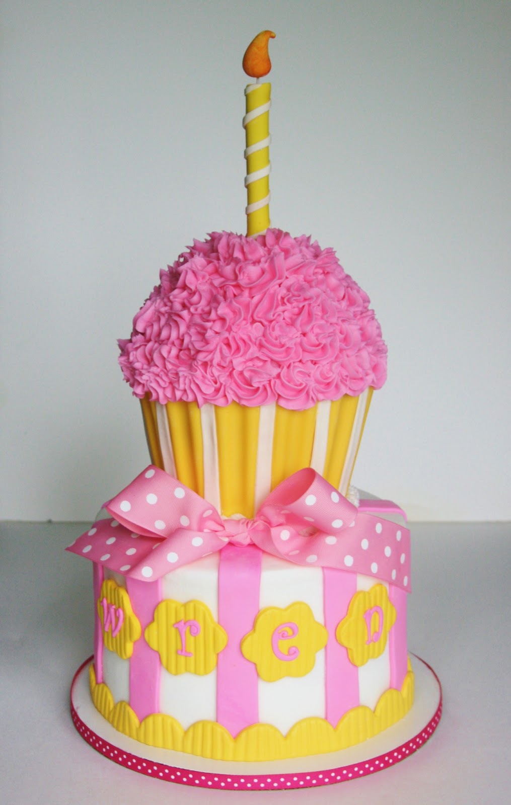 Yellow and Pink Birthday Cake